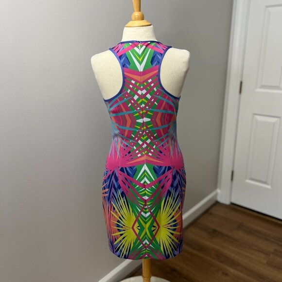 Alice & Trixie Claire Bright Palm Print Scuba Dress Sz M - Picture 3 of 13